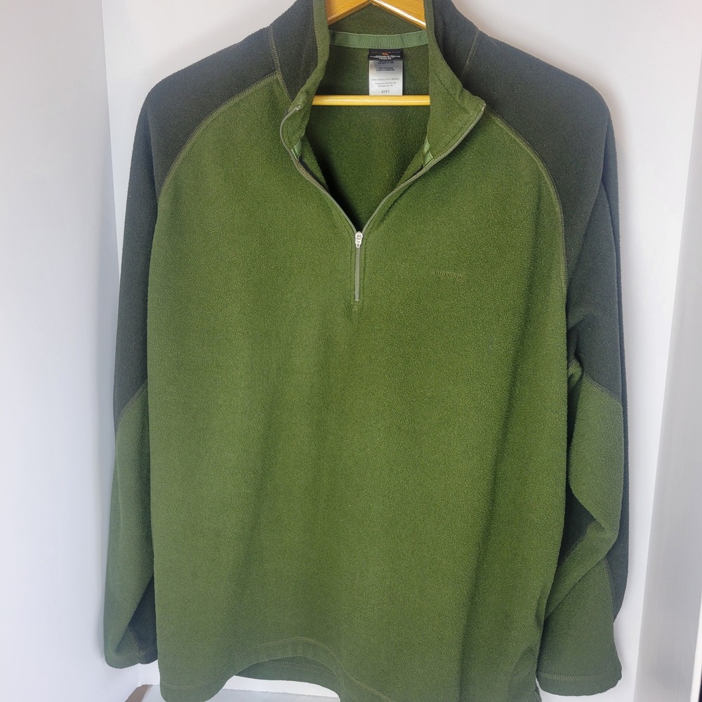 Patagonia Capilene Mens XL 1/4 Zip Fleece Pullover Two Tone Green 43657